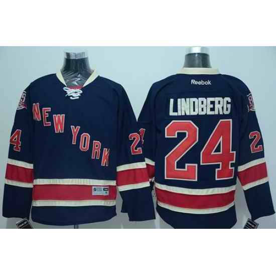 Rangers #24 Oscar Lindberg Navy Blue Stitched NHL Jersey